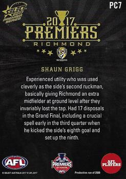 2017 Select Premiers Richmond #PC7 Shaun Grigg Back